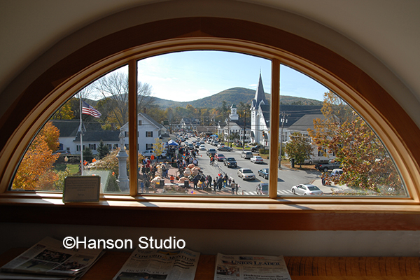 Goffstown, NH - Downtown from Library Window - Fall